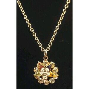 Vintage Goldtone  Eastern Star Necklace With Crystals